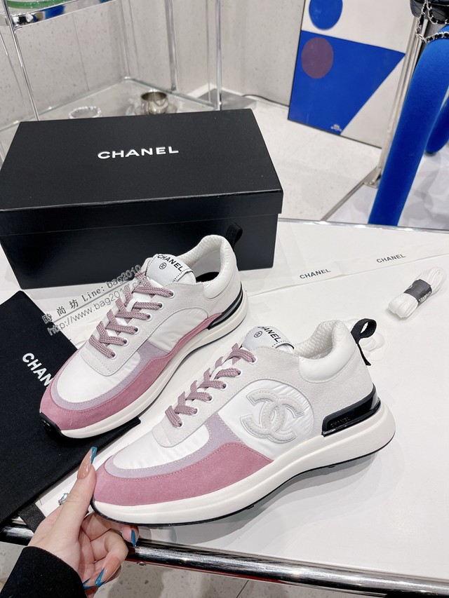 Chanel香奈兒2022早春新款松糕厚底漁夫鞋帆布鞋增高板鞋 dx3032